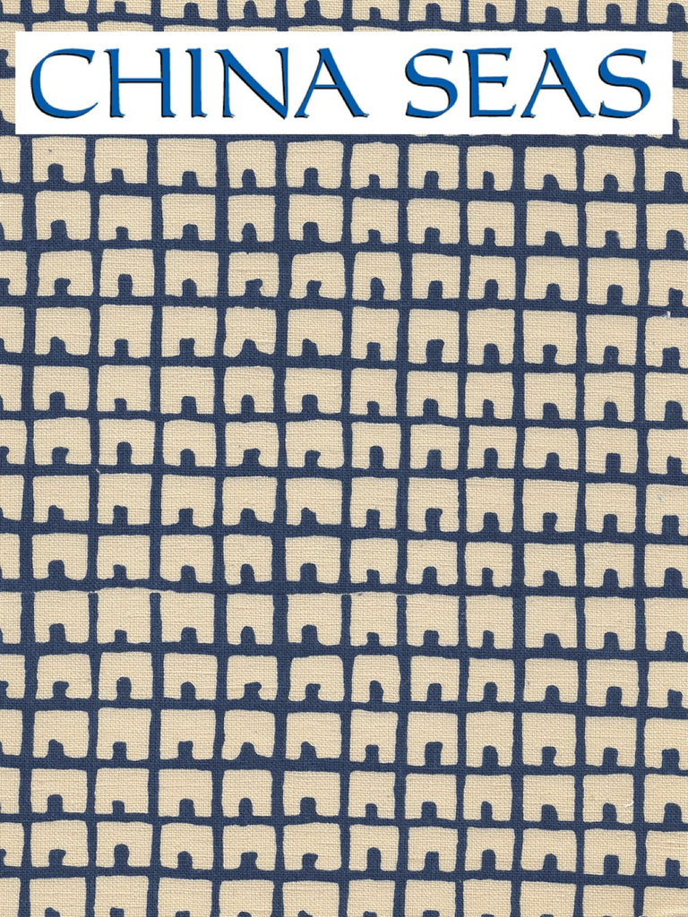 Fez Background Navy on Tan Sample Fabric 