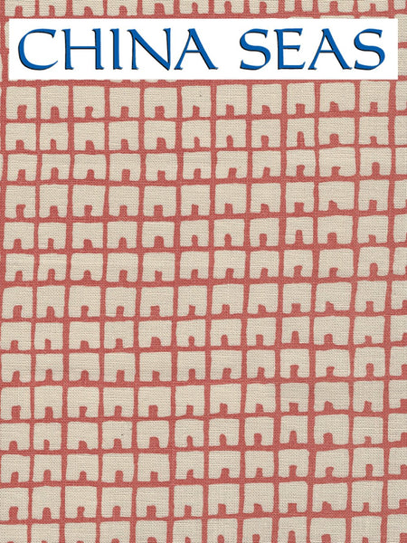 Fez Background New Shrimp on Tan Sample Fabric 