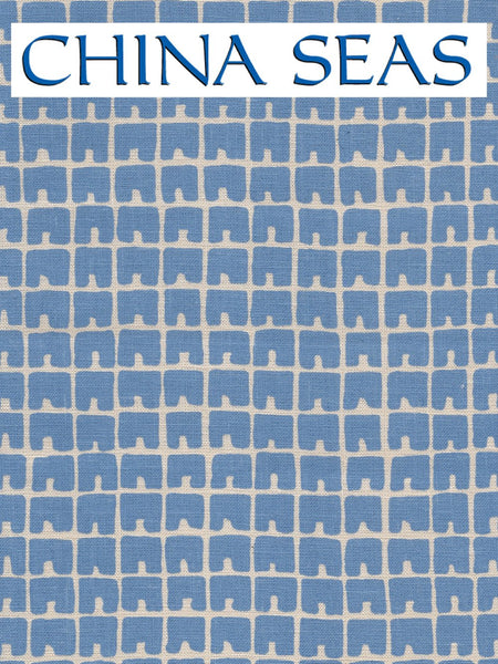 Fez II French Blue on Tan Sample Fabric 