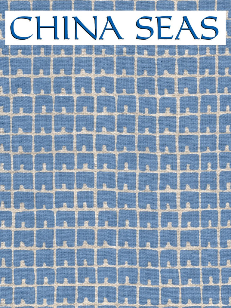 Fez II French Blue on Tan Sample Fabric 