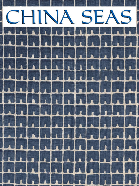 Fez II Navy on Tan Sample Fabric 