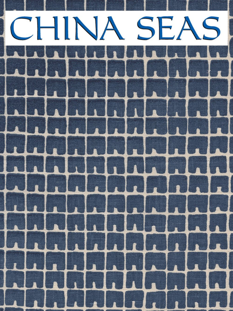Fez II Navy on Tan Sample Fabric 