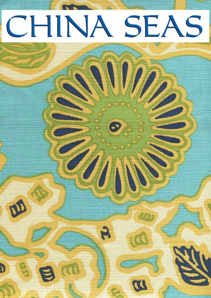 Flora II Turquoise Yellow Green Blue Sample Fabric 