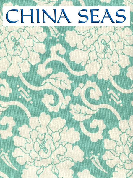 Florals Reverse Dark Turquoise on Tint Sample Fabric 