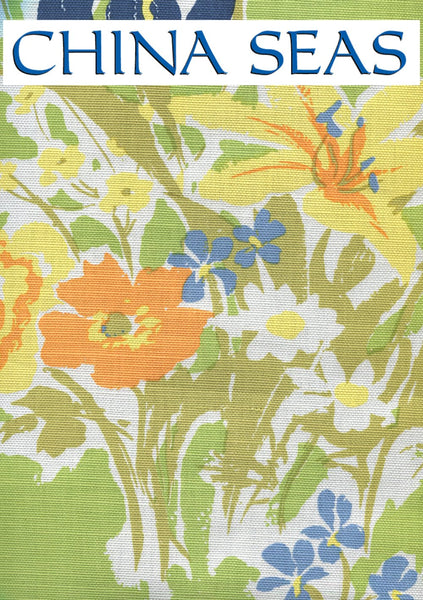 Flowers II Background New Navy on Tint Sample Fabric 