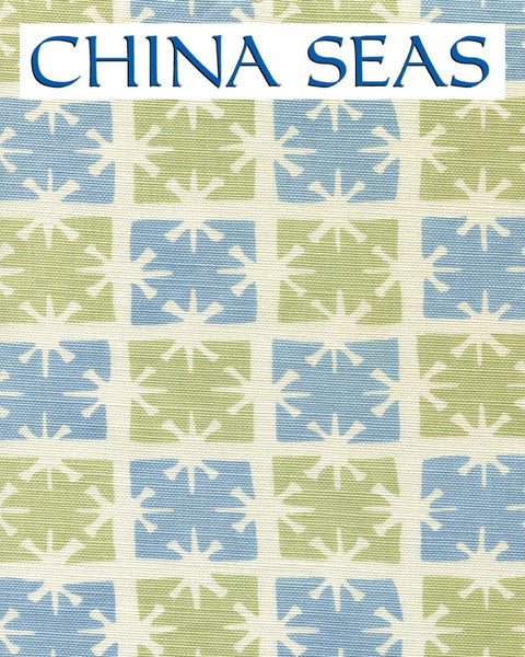 Georgia Small Scale French Green Windsor Blue Sample Fabric 