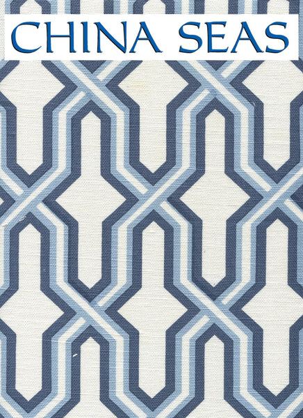 Gorrivan Fretwork Navy Periwinkle on White Sample Fabric 