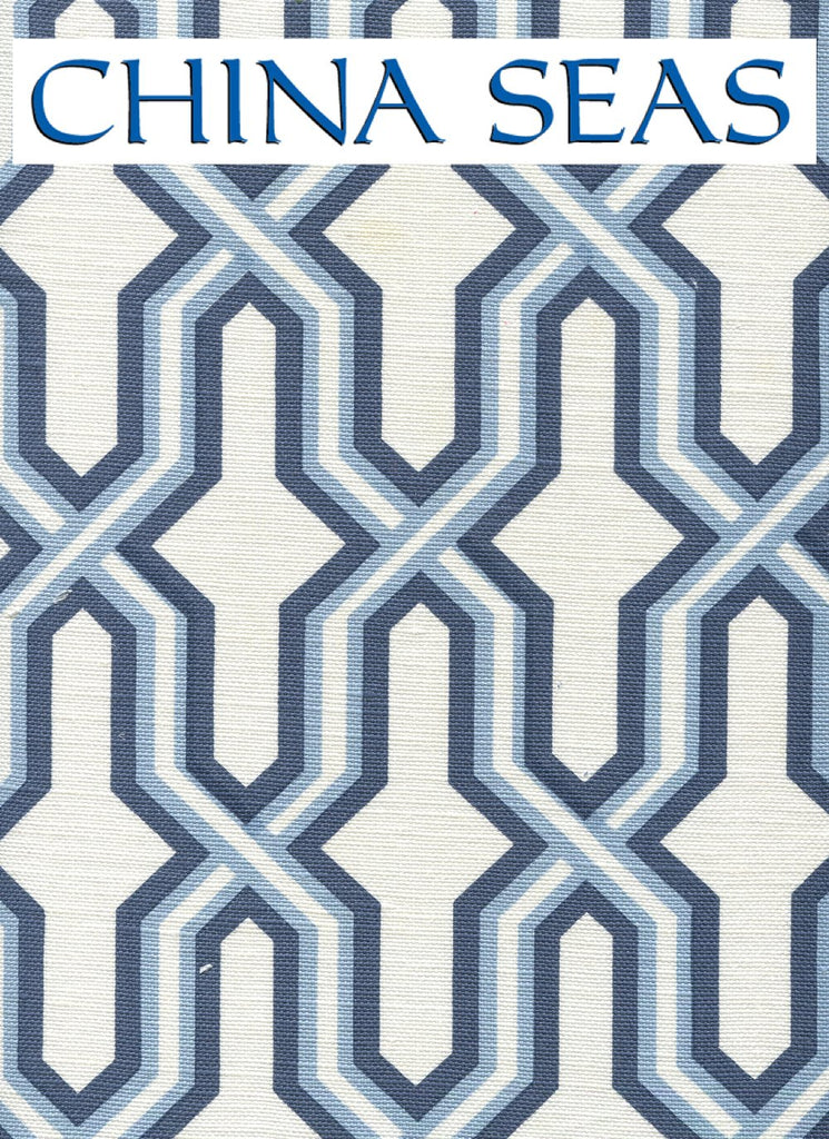 Gorrivan Fretwork Navy Periwinkle on White Sample Fabric 
