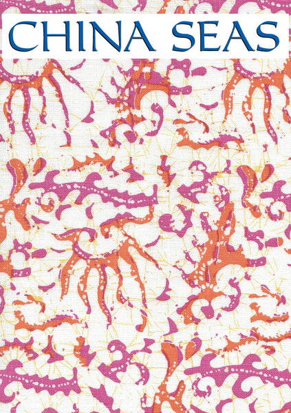 Hulai Batik Pink Orange on White Sample Fabric 