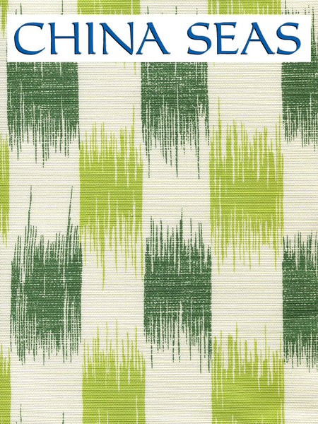 II Blue Ikat Lime Forest on Tint Sample Fabric 