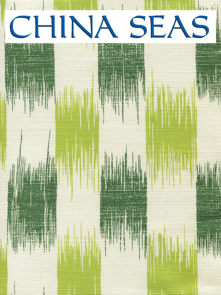 II Blue Ikat Lime Forest on Tint Sample Fabric 