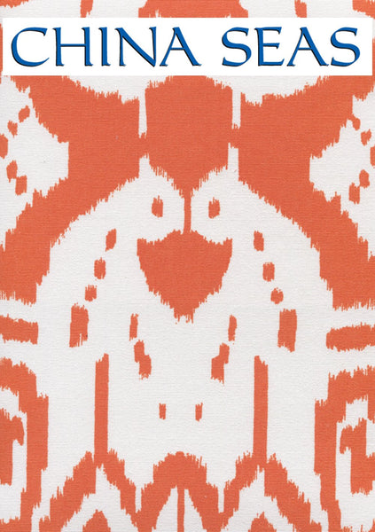 Island Ikat Orange on White Sample Fabric 