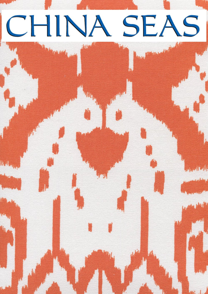 Island Ikat Orange on White Sample Fabric 