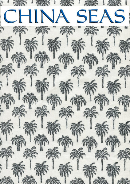 Island Palm Black on White Chintz Sample Fabric 