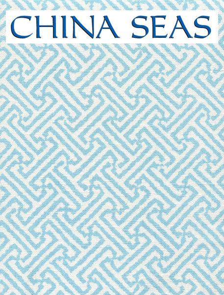 Java Java Aqua on White Linen Sample Fabric 