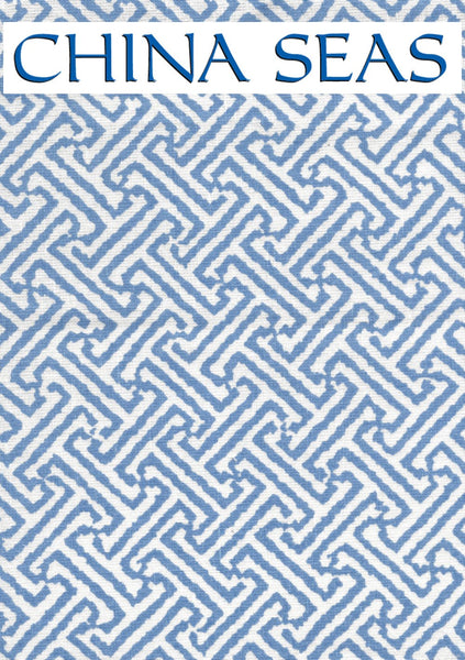 Java Java French Blue on White Linen Sample Fabric 