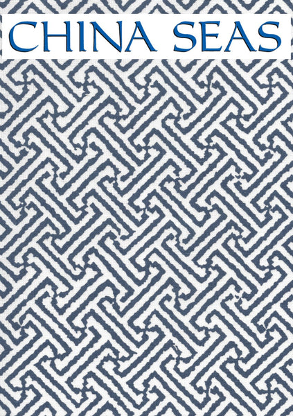 Java Java Navy on White Linen Sample Fabric 