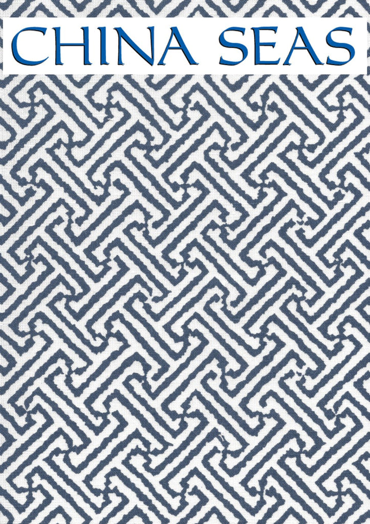 Java Java Navy on White Linen Sample Fabric 