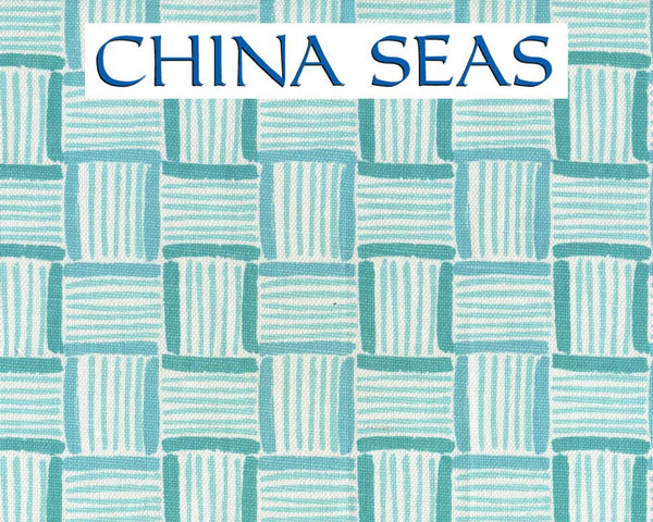 Key West II Turquoise Aqua on White Sample Fabric 