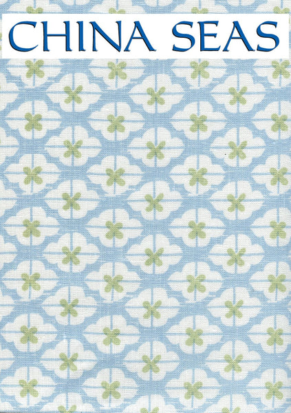 Kyoto Two Colors Soft French Green Windsor Blue Sample Wallpaper 