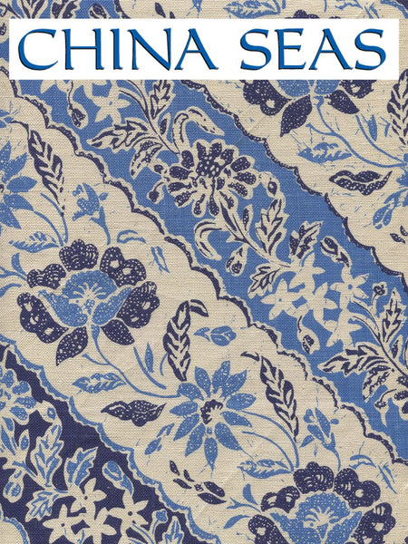 Lim Diagonal French Blue Navy on Tan Sample Fabric 