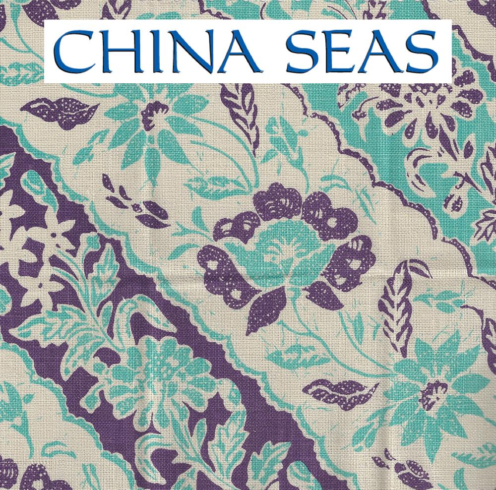 Lim Diagonal Turquoise Purple on Tan Linen Sample Fabric 