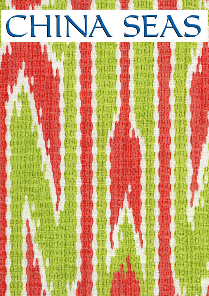 Lucaya Ikat Multi Orange Green Sample Fabric 