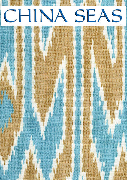 Lucaya Ikat Multi Turquoise Taupe Sample Fabric 