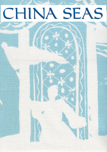 Lyford Background Light Turquoise on white Sample Fabric 