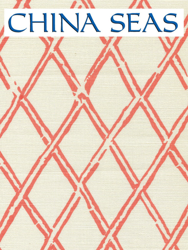 Lyford Diamond Bamboo New Shrimp on Tint Sample Fabric 