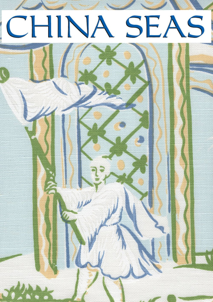 Lyford Print Light Blue Green on White Sample Fabric 