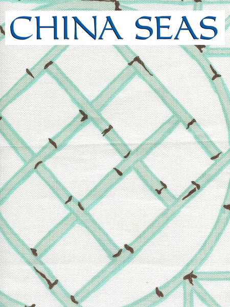 Lyford Trellis Aqua Brown Sample Fabric 