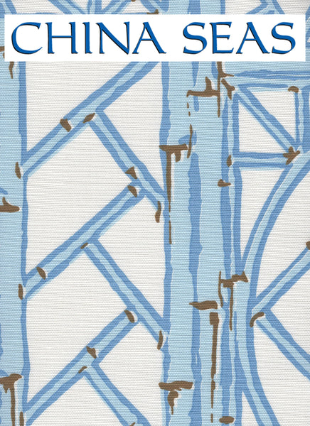 Lyford Trellis Lt Blue French Brown on white 6020 Sample Fabric