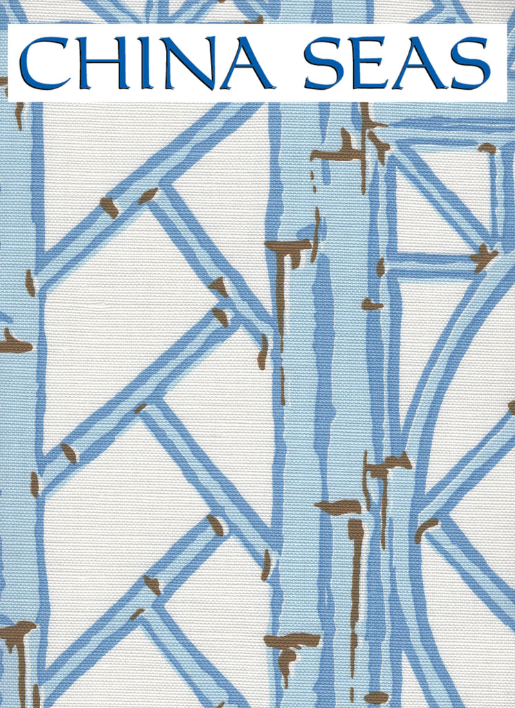 Lyford Trellis Lt Blue French Brown on white 6020 Sample Fabric