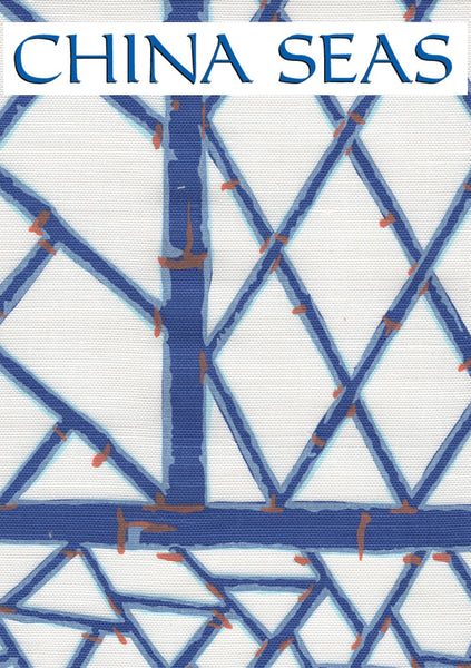 Lyford Trellis Navy New Blue Terracotta Sample Fabric 