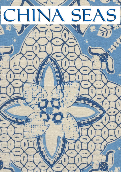 New Batik French Blue Navy on Tan Sample Fabric 