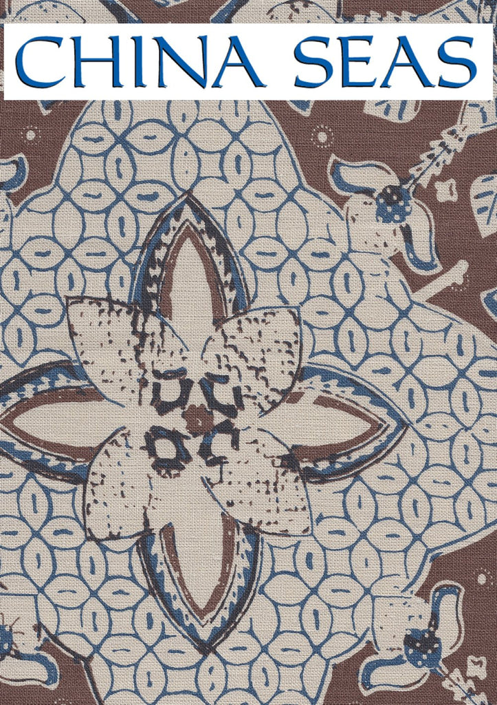 New Batik Pacific Blue New Navy on Tan Sample Fabric 