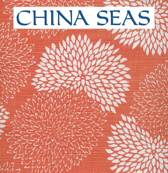 New Chrysanthemum Reverse Aqua on White Sample Fabric 