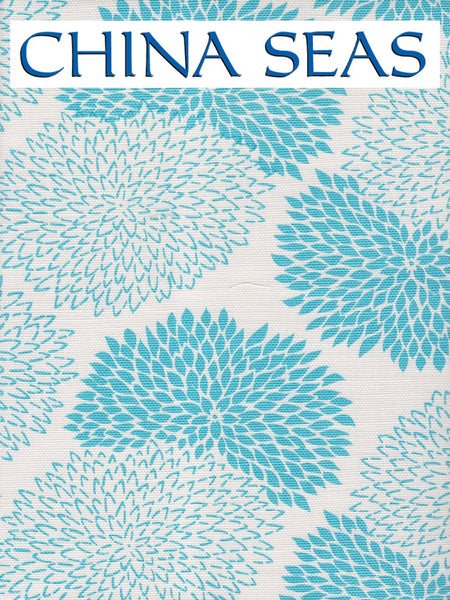 New Chrysanthemum Reverse Turquoise on White Sample Fabric 