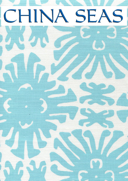 Sigourney Small Scale Turquoise on white Sample Fabric 