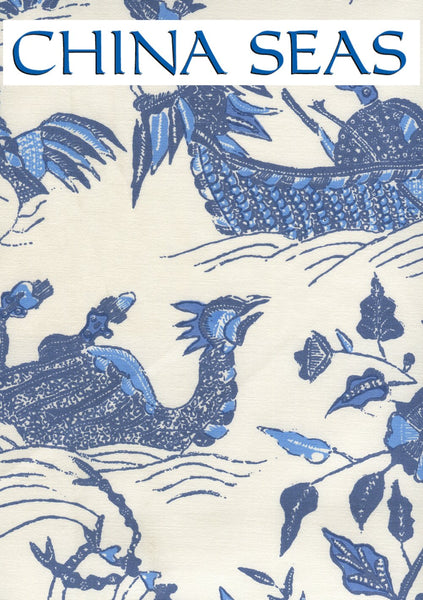 Tableau II New Navy Bali Blue on Cotton Sateen Sample Fabric 