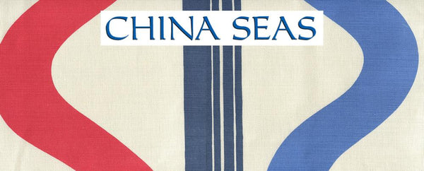 Tete A Tete Vertical Navy Red French Blue Sample Fabric 