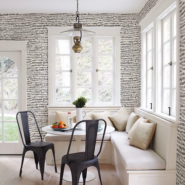 King's Rhelm Brushstrokes Wallcovering - Black White