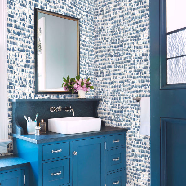 King's Rhelm  Brushstrokes  Blue Wallcovering