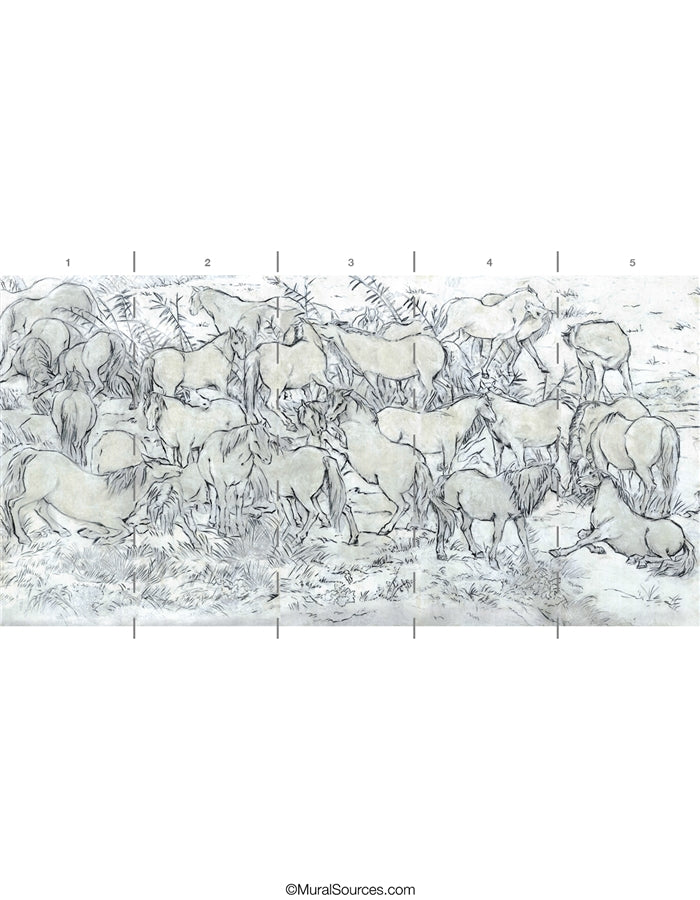 Ridley 5 Panel Mural by Et Cie Wall Panels - Designer Wallcoverings and Fabrics