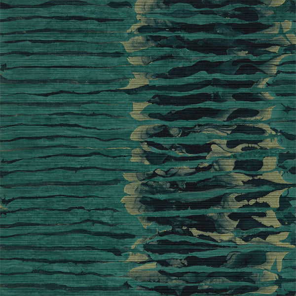 Anthology - Ripple Stripe Emerald/Kingfisher Wallcovering | Harlequin