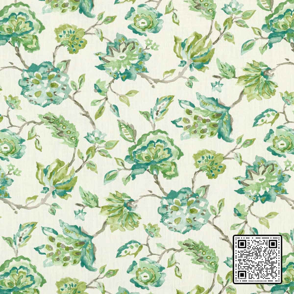  ETHERIA COTTON - 97%;LINEN - 3% WHITE GREEN TEAL MULTIPURPOSE available exclusively at Designer Wallcoverings