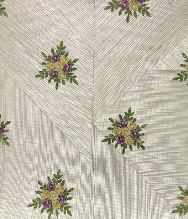 Bellissima Natural Grasscloth with Fine Inlay / Embroidery | Phillipe Romano