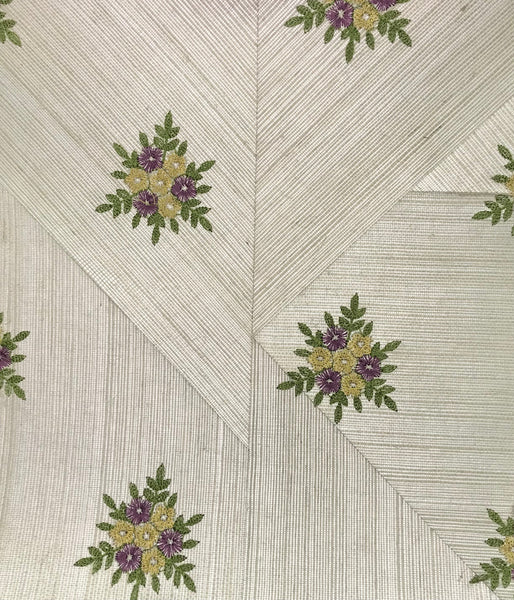 Bellissima Natural Grasscloth Wallcovering with Fine Inlay / Embroidery