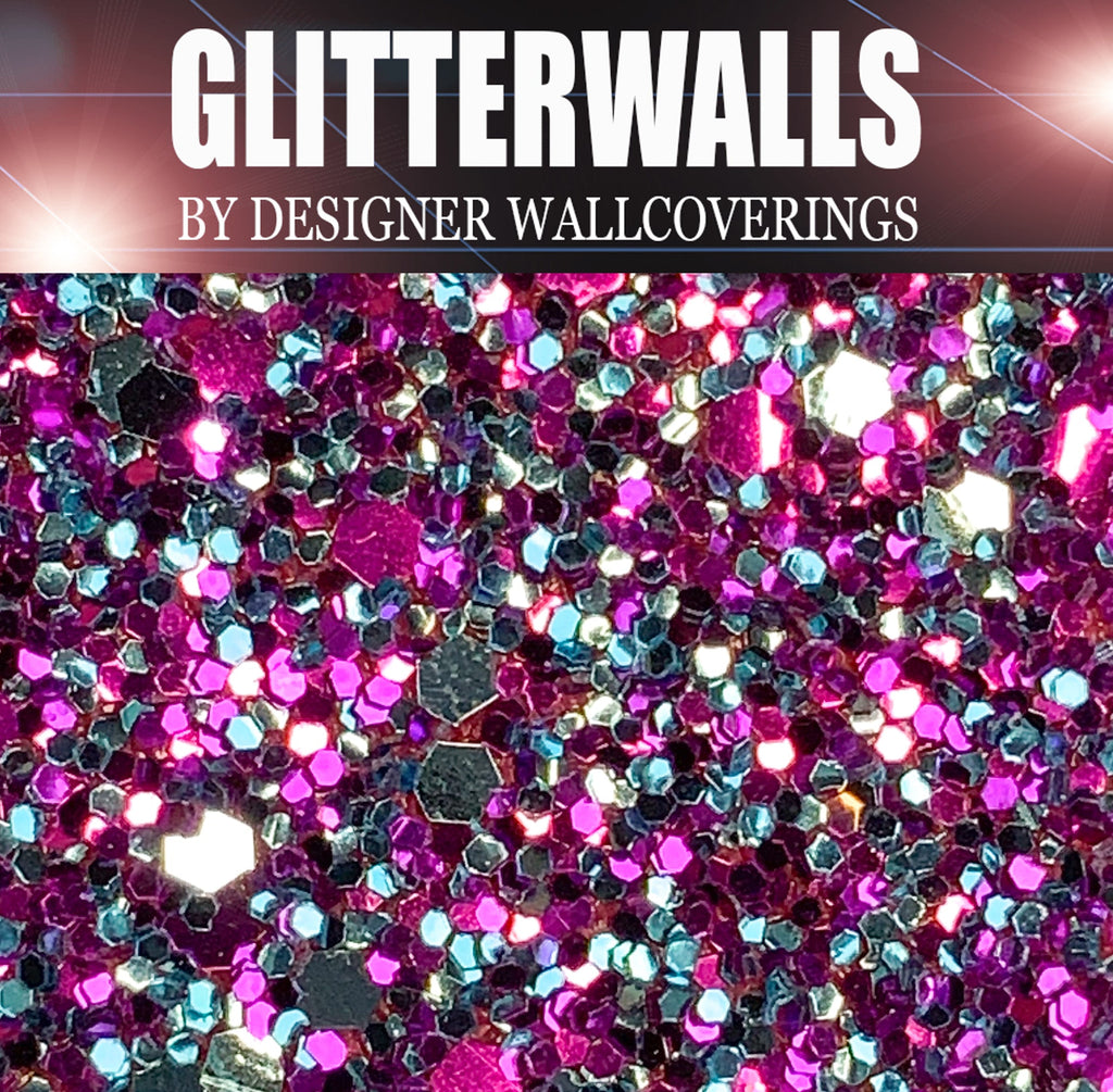 Hollywood Glamour Sequin - Fuschia/Sky Blue | Glitter Walls